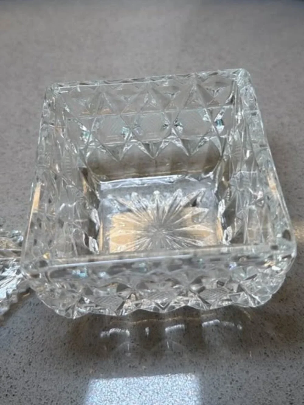 Vintage Square Pressed Glass sugar bowl